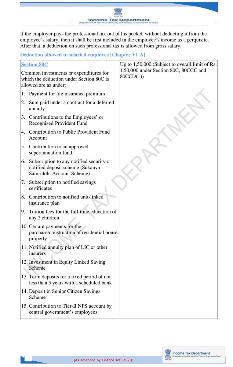 TaxationUpdates's tweet photo. Deductions/Allowances allowed to a salaried employee

Part 1/2

Source @IncomeTaxIndia https://t.co/NyCUSrngE4