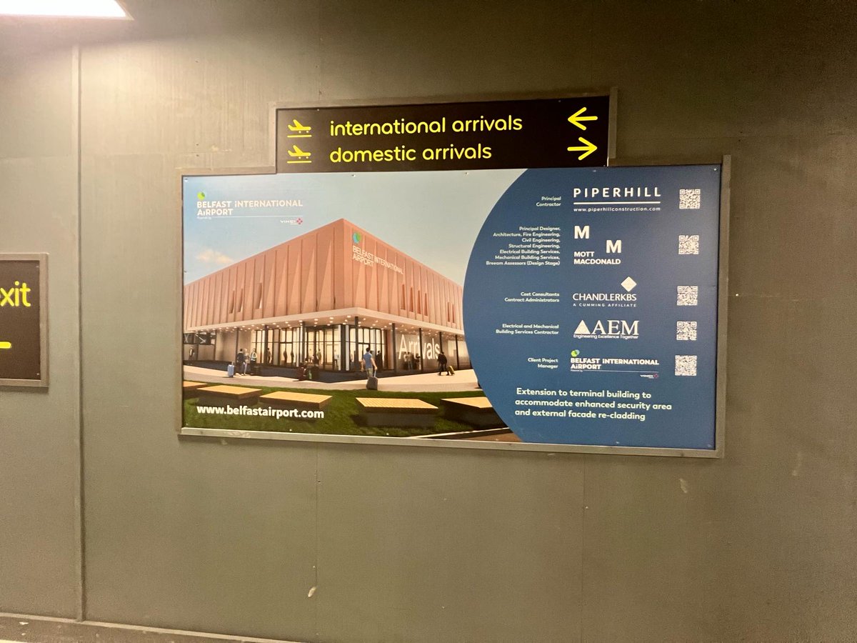 Excited to see the progress being made by Piperhill on the Passenger Security Screening Terminal Extension ‘Project Pegasus’ at @belfastairport, the first major phase of works for the new masterplan to reimagine the airport!  ✈️ (1/2)