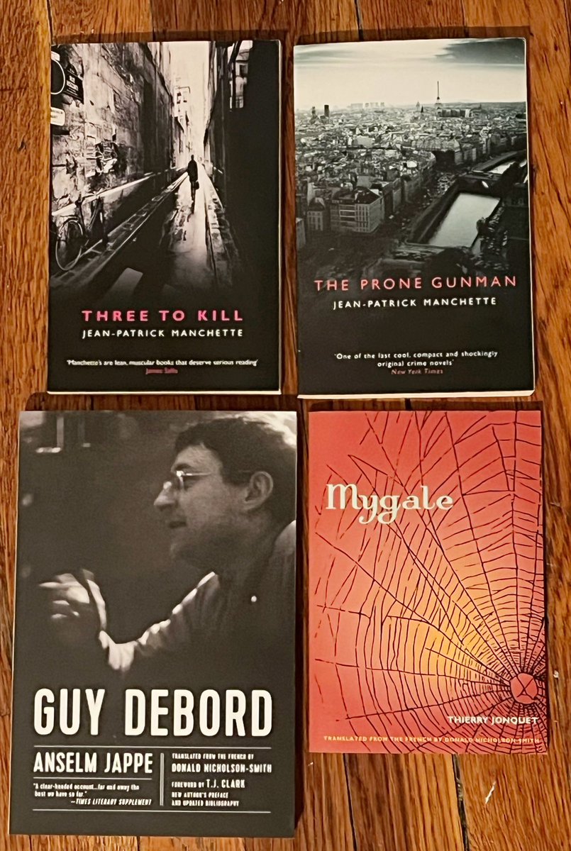 dmandl's tweet photo. Fresh haul of French books. #Debord #Manchette #Situationists https://t.co/1eIJmDCTB3
