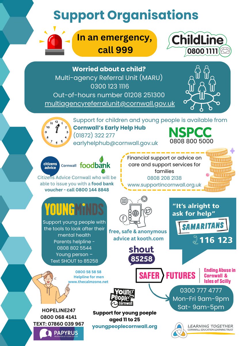 Need to contact someone out of school hours about a safeguarding concern or just looking for an organisation who can offer support?
SAVE THIS POST for when you might need to talk to someone for support and advice.
#ChildrensMentalHealthWeek