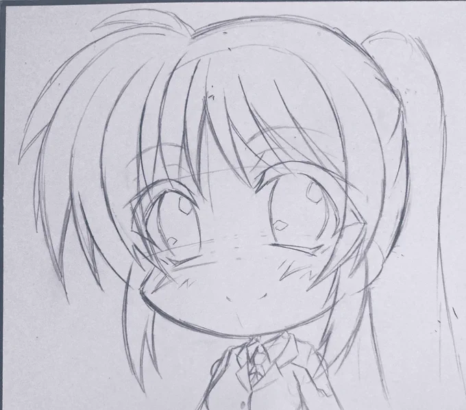 ステッカー用の第二弾で
次はSDなのはさん描いてます‼️

大人なのはさんの方が好きなので
統一性が無くってごめんなさいw 