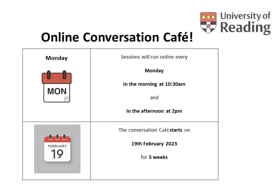 Dr Milly Heelan (@heelan_millyslt) on Twitter photo Final spaces remaining for <a href="/UniRdg_Psych/">Psychology & Clinical Language Sciences at Reading</a> online conversation cafe for people living with aphasia.
Join online for informal conversation supported by SLT students.
For details: sites.reading.ac.uk/slt-clinic/spe…
<a href="/slt_afshan/">Afshan O'Sullivan</a> <a href="/diffstrokes/">Different Strokes</a> <a href="/dyscoveraphasia/">Dyscover - specialist aphasia support</a> <a href="/TheStrokeAssoc/">Stroke Association</a> Final spaces remaining for <a href="/UniRdg_Psych/">Psychology & Clinical Language Sciences at Reading</a> online conversation cafe for people living with aphasia.
Join online for informal conversation supported by SLT students.
For details: sites.reading.ac.uk/slt-clinic/spe…
<a href="/slt_afshan/">Afshan O'Sullivan</a> <a href="/diffstrokes/">Different Strokes</a> <a href="/dyscoveraphasia/">Dyscover - specialist aphasia support</a> <a href="/TheStrokeAssoc/">Stroke Association</a>