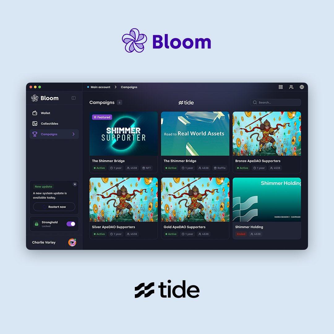 💡 Did you know we recently designed a Bloom integration for Tide's new Shimmer EVM campaigns?

🏅 Users earn points and badges for activities with Tide. 

Check out Bloom or visit digital-zen.com 💻 to explore our work.

#EVM #ux  #IOTA #Shimmer #gamification #web3