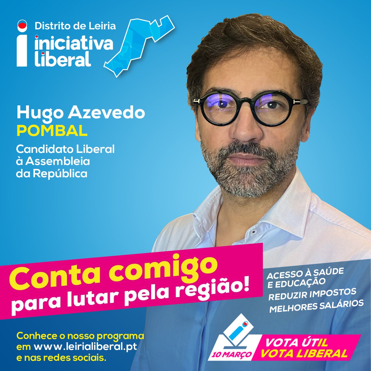 PombalLiberal's tweet photo. 🔴🔵CONHECE OS CANDIDATOS LIBERAIS
👤Olá! Sou o Hugo Azevedo, tenho 45 anos e resido em Pombal. Empresário e Designer, desenvolvi nos últimos 20 anos a comunicação para várias marcas de sucesso. Sou também Músico Profissional. https://t.co/qTkN6PONd5