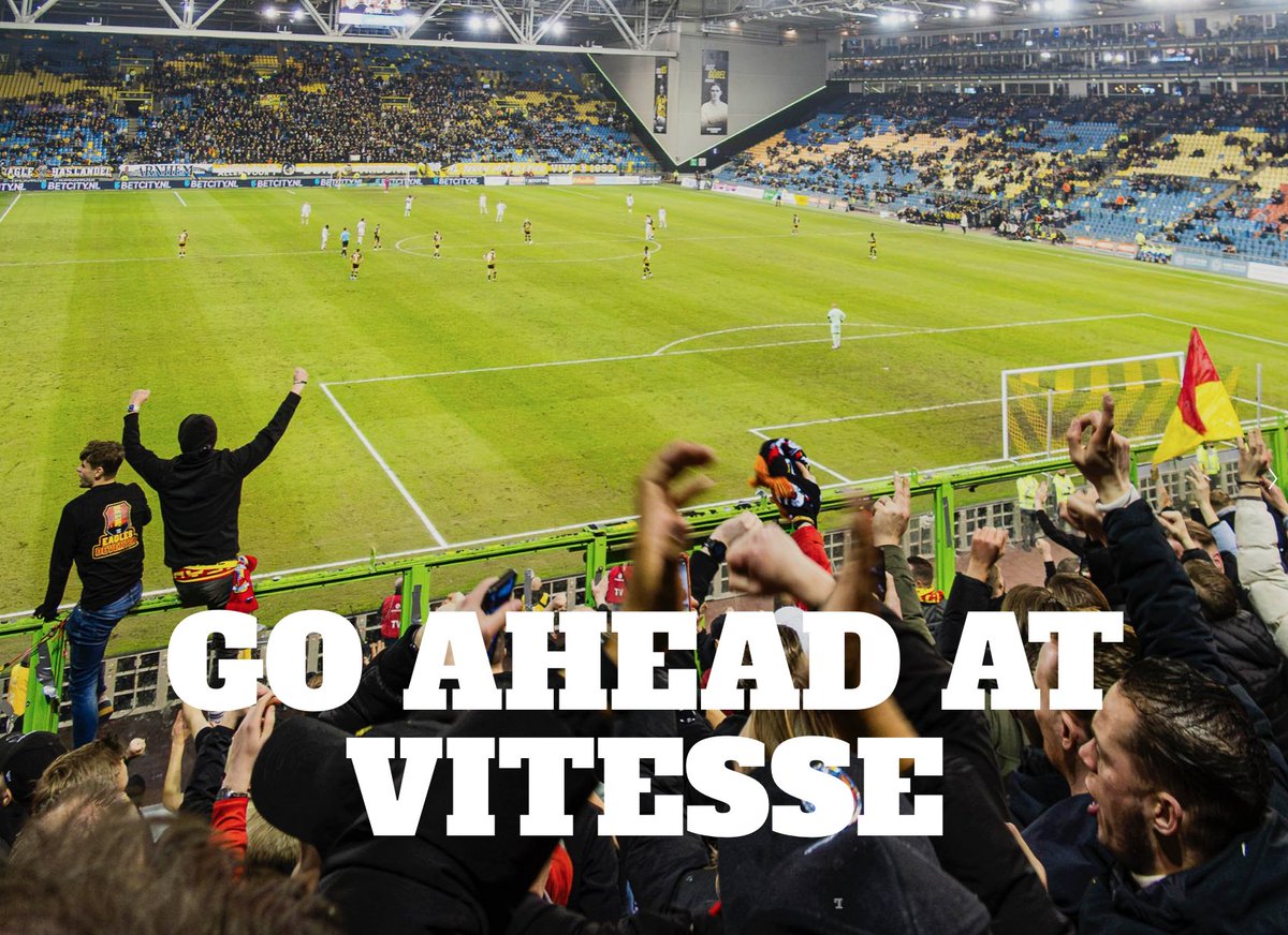 TerraceEdition's tweet photo. New: Words @stefbruggeman1. Images: @HanBalk
Go Ahead Eagles of Deventer are having a fine season, Vitesse of Arnhem aren't.
Go Ahead fans cheered their team on while also sighing at the sadness of bottom of the league Vitesse in their echoey stadium.
https://t.co/4qtV33iZ4j https://t.co/CTDxjnQesE