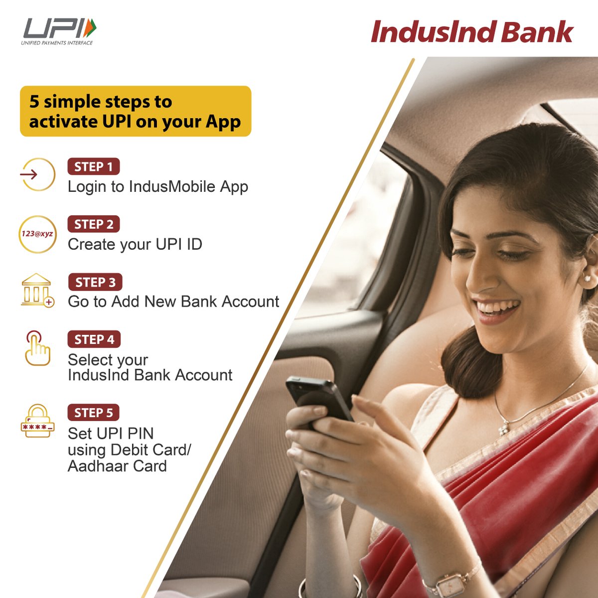 Discover the convenience of Indus Grandé for effortless payments. Activate UPI services seamlessly in just 5 simple steps through your IndusMobile App and enjoy hassle-free transactions anytime, anywhere.

Know More: bit.ly/3UzsVxZ

#IndusIndBank #GrandeSavingsAccount