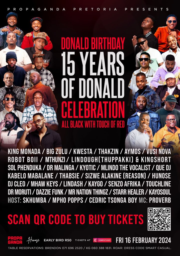 WE CELEBRATING GREATNESS 🌹 #15YearsOfDonald GET YOUR TICKETS NOW, they’re selling very fast computicket-boxoffice.com/e/donald-birth…
