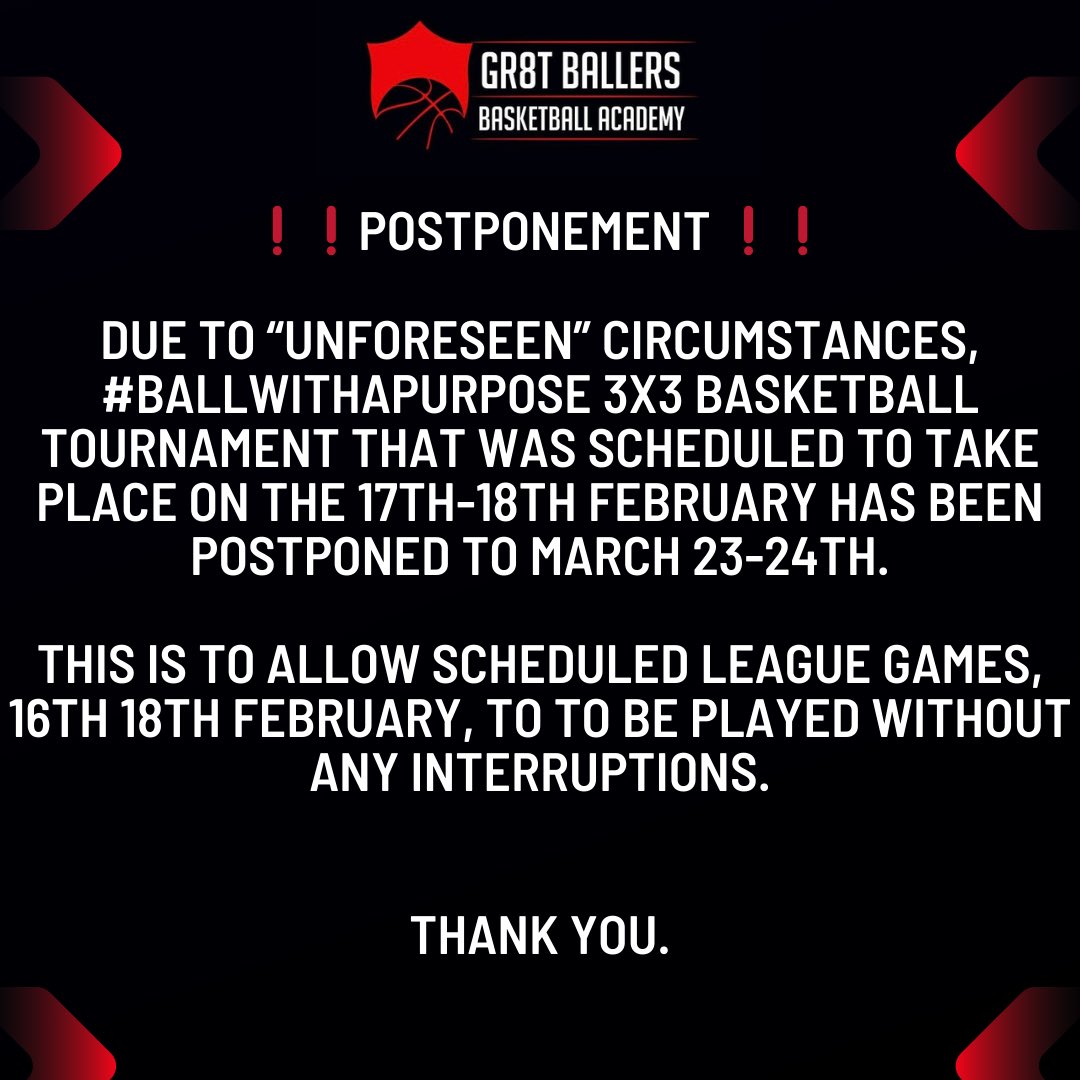 ❗️❗️POSTPONEMENT❗️❗️