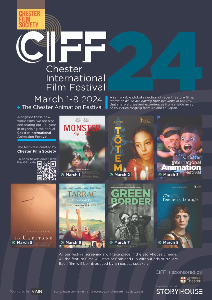 Don't forget to book your tickets for the 2024 Chester International Film Festival and Animation Festival. The very best in world cinema including previews of films before they go on UK general release. storyhouse.com/seasons/ciff/