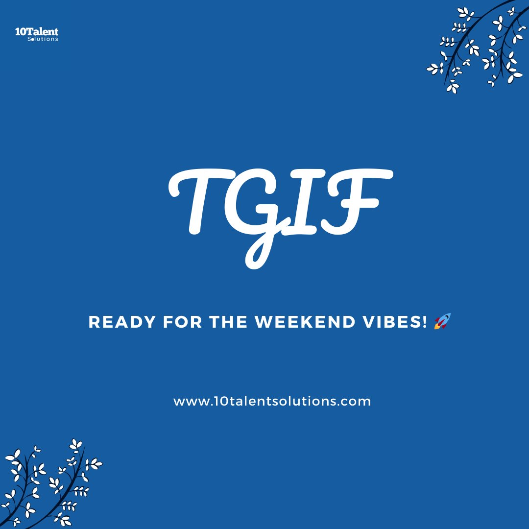 One more day in the books, and the weekend is calling! Let's make it memorable! 🌟
#FriYay #WeekendReady 🎉 #10TalentSolutions #YourRecruitmentPartner
#Recruitmentagency #Talentsolutions