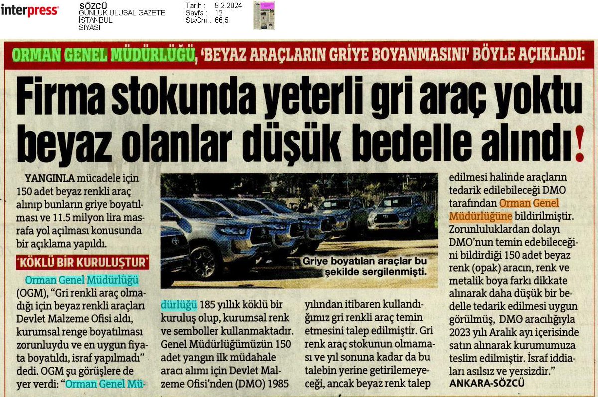 Yalanların Sonu Gelmez,Dogrusu Ne Demedikçe?

Sözcü'nün algı operasyonu çöktü. Yaptigi asilsiz ve yersiz habere tekzip yayınlamak zorunda kaldı.

185 yıllık köklü bir tarihe sahip ülkemizin basarili kurumlarından olan #Ogm'yi asilsiz iddialarla yipratmak kimseye fayda getirmez
