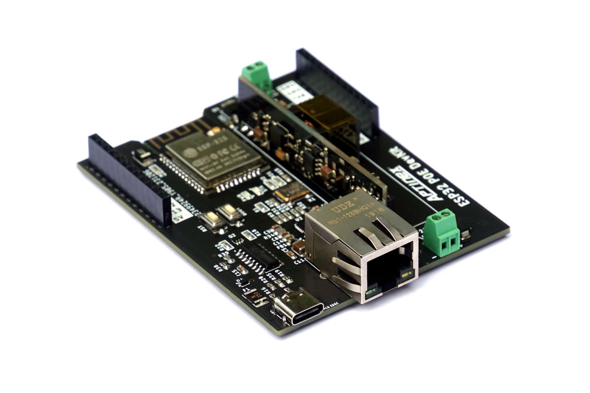 Aptinex's tweet photo. "Aptinex IsolPoE ESP32 ProDev Kit": a tech-packed board featuring isolated PoE for safety, high-speed LAN8720A Ethernet, and versatile GPIOs. Ideal for developers pushing the boundaries of connectivity and performance.  
https://t.co/5LnErBukAQ
#Aptinex @MicrochipMakes @iot https://t.co/c3528SRzBU