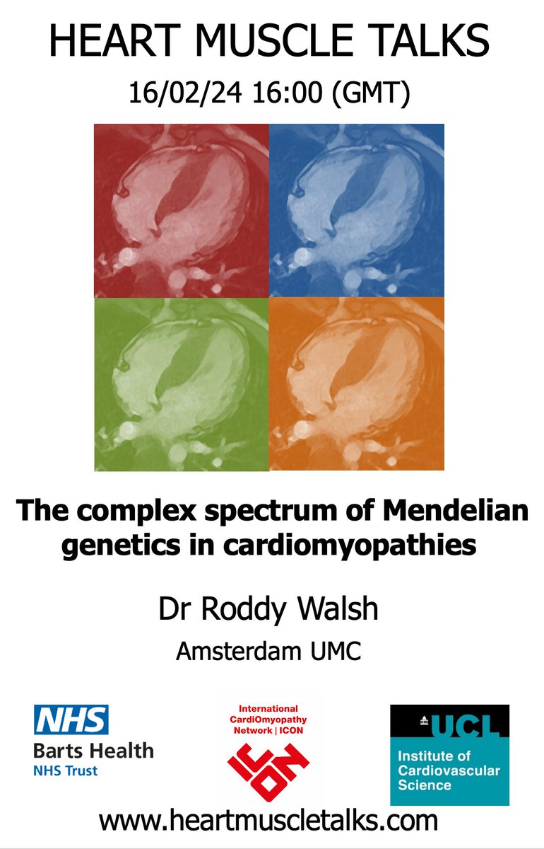 This month we are returning with another heart muscle talks session! We are looking forward to  <a href="/roddywalsh/">Roddy Walsh 🇪🇺 🇺🇦</a> presenting on one of the most interesting topics in the field!

register here 👉 ucl.zoom.us/webinar/regist…