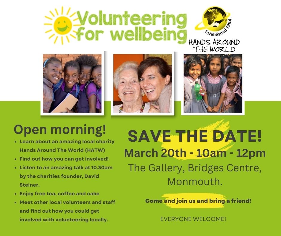 Come and join us in Monmouth for free tea and cake, meet up with other volunteers and staff and find out more about this amazing local Charity! <a href="/bridges_centre/">Bridges Centre</a>