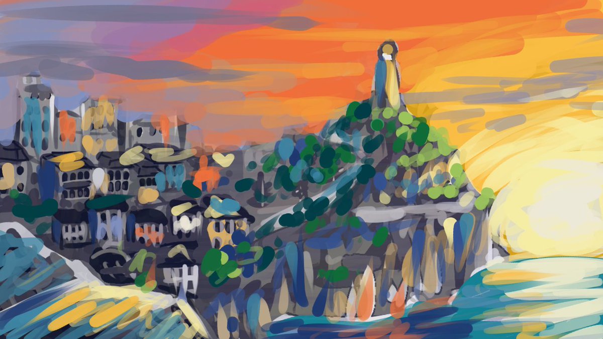 Carolyn_Design_'s tweet photo. I added a bit of color to my two favorite thumbnail sketches!  Which one do you think should become a full 4k wallpaper?

#thumbnailsketches #colorstudy #colorstudies #helpmepick #colorful #thumbnail #sunset #sunrise #ocean #lighthouse #messy #sea #seaside #art #artist https://t.co/gd4bIIFYhw