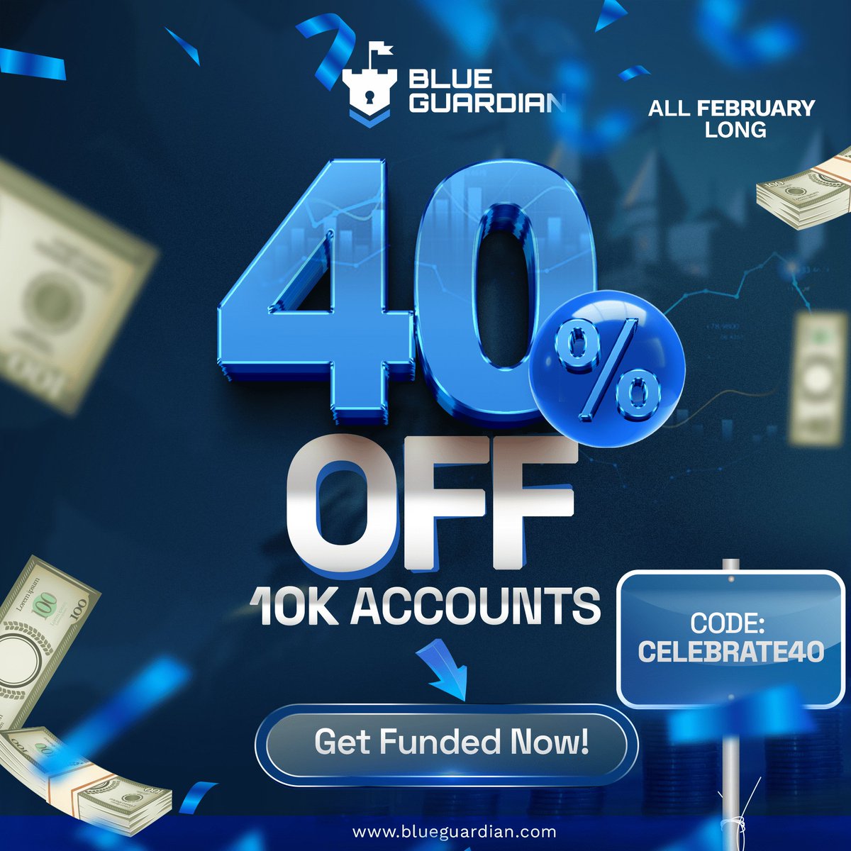 Adam_Aabaad's tweet photo. 40% OFF  !

Get 40% OFF $10k accounts all February long to celebrate our 1-year rebrand! Use Code:

CELEBRATE40

Don't miss out on the lowest price we offer - get funded now:
https://t.co/wyykWhd5d4

#DiscountOffer #BlueGuardian https://t.co/Q9p7th1zh6