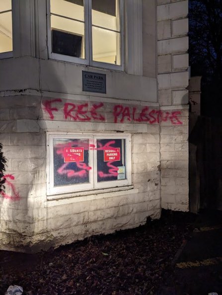 Right <a href="/UniversityLeeds/">University of Leeds</a> - This building at your uni where Jews meet has been vandalised. A targeted attack.

You had awful press from the Jew Hatred Grant Shapp’s daughter received.

Yesterday a campaign was lead to vilify a Jewish Brit who is a Chaplain at your university.

When