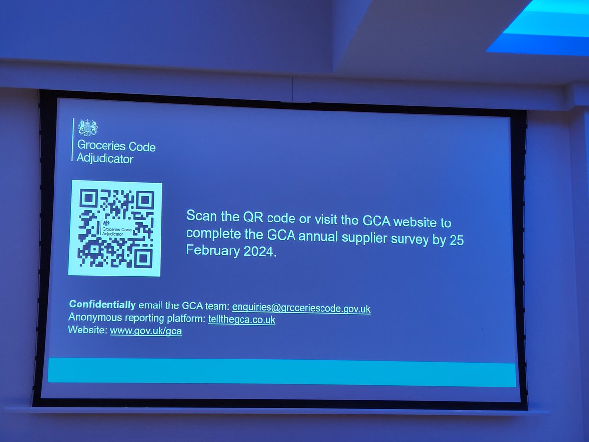 Groceries Code Adjudicator (@ukgca) on Twitter photo The Adjudicator spoke at the <a href="/NFUStweets/">NFU Scotland</a> conference about issues facing Scottish farmers and producers and how the GCA can help. #nfus2024
Suppliers can complete the GCA’s annual survey here: start.yougov.com/refer/vbTtTMGB… The Adjudicator spoke at the <a href="/NFUStweets/">NFU Scotland</a> conference about issues facing Scottish farmers and producers and how the GCA can help. #nfus2024
Suppliers can complete the GCA’s annual survey here: start.yougov.com/refer/vbTtTMGB…