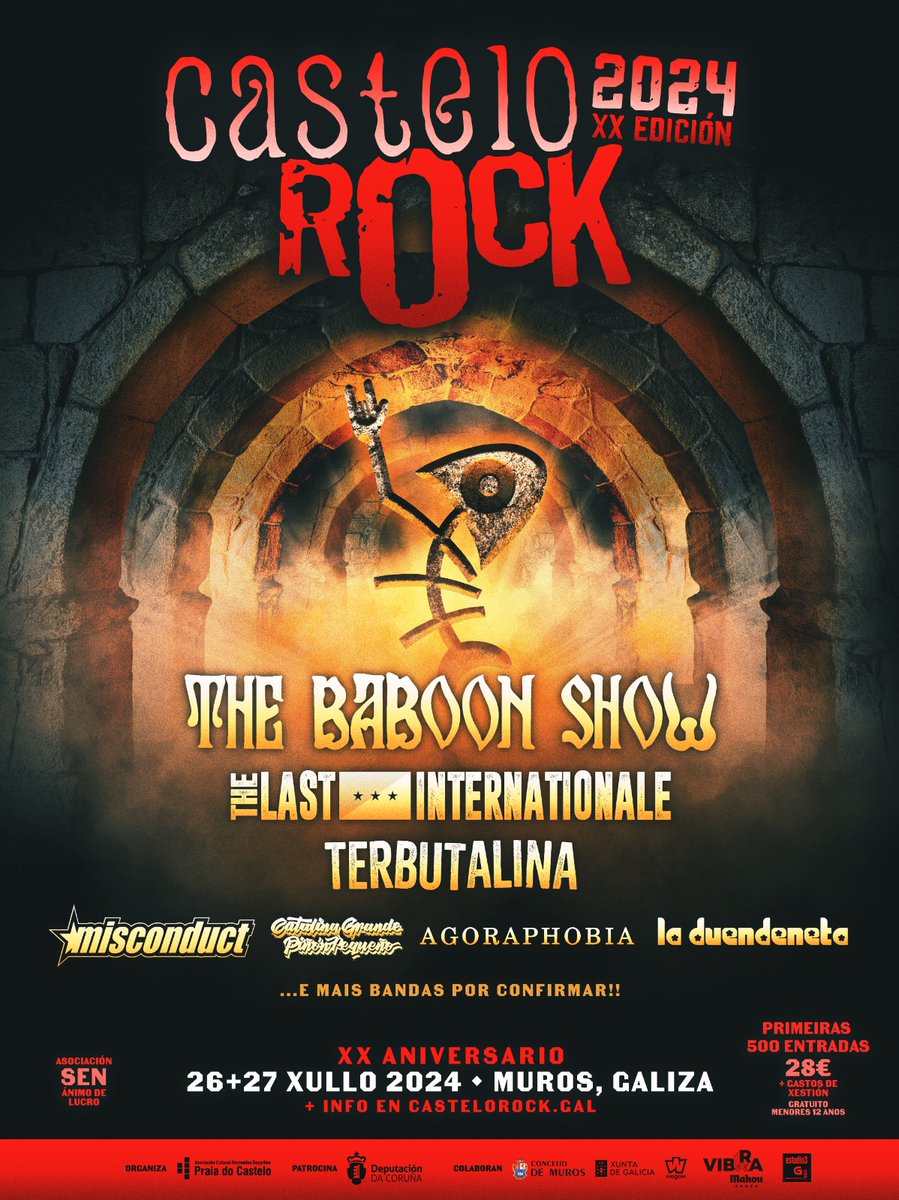 ENTRADAS XA Á VENDA!! CASTELO ROCK XX ANIVERSARIO
Promoción Nos primeiros 500 abonos a un módico prezo de 28€+gx, unha vez se esgoten, as seguintes terán a un prezo de 32,5€+ gx. Non quedes sen a túa!!
Merca xa a túa entrada en castelorock.gal