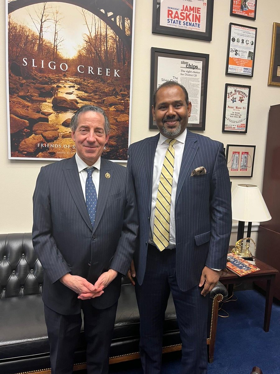 It was an honor to meet with @RepRaskin, a true defender of democratic values. I thanked him for his remarks last summer on the House floor, in solidarity with myself & Tamil civil society, who consistently face surveillance, harassment, and violence by Sri Lankan authorities.