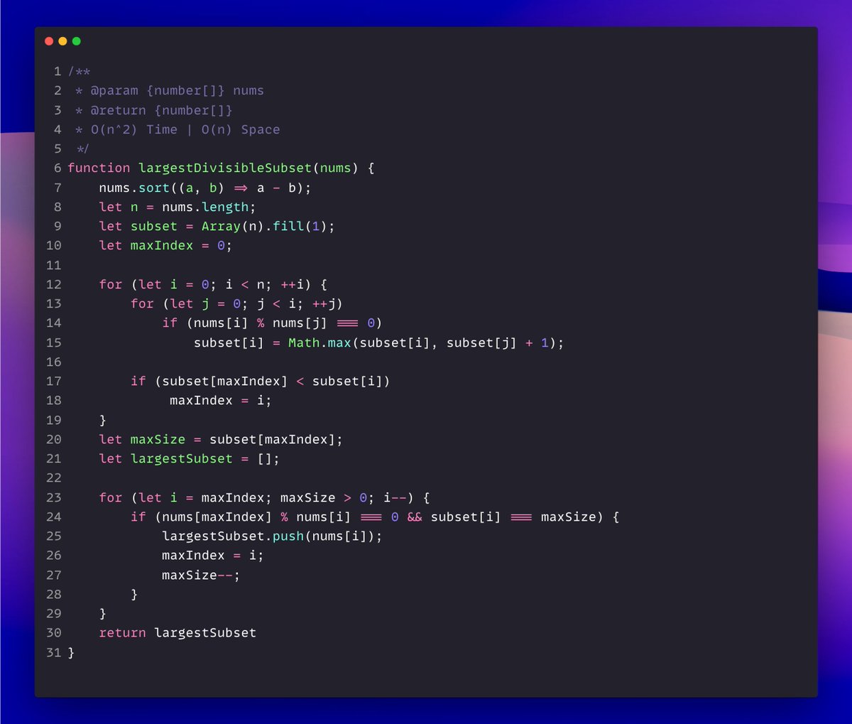 mesunilbagde's tweet image. Daily Coding Problem

368. Largest Divisible Subset

#coding #alwaysbecoding #learnbydoing #javascript #leetcodestreak