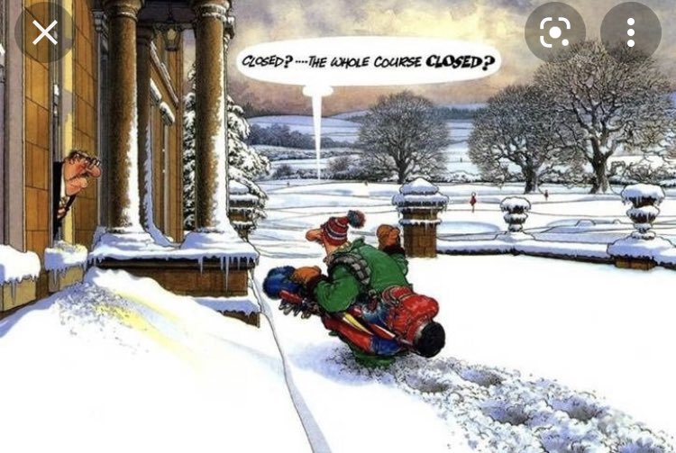 ❌🏌️‍♂️🏌️‍♀️❌ course update. Following an inspection with the captain and vice this morning the course is closed for the weekend due to the amount of snow fall yesterday and the thaw saturating the course. Next update Monday morning.