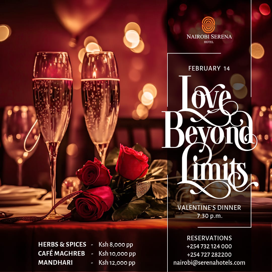 Join us at our restaurants on Valentine's Day for a night filled with love, laughter, delectable flavours and the magic of Valentine's Day.

#SerenaHotels #NairobiSerenaHotel  #Serenaexperience #valentinesdaygift #valentinesday2024 #valentinespecial #valentines