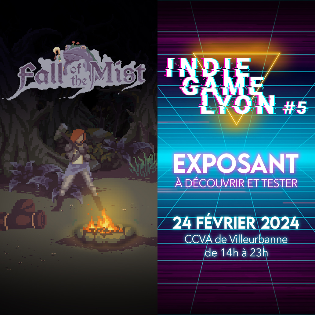 🎮𝙁𝙖𝙡𝙡 𝙤𝙛 𝙩𝙝𝙚 𝙈𝙞𝙨𝙩 - 𝗱𝗲 𝗖𝗵𝗿𝗼𝗺𝗮𝘁𝗶𝗰 𝗥𝗼𝗼𝗺

𝗜𝗻𝗱𝗶𝗲 𝗚𝗮𝗺𝗲 𝗟𝘆𝗼𝗻 #𝟱
📅Samedi 24 février 2024
📌CCVA de Villeurbanne
#gamedev #indiedev #indiegame #IndieGameDev #indiegames #gaming #RPG #deckbuilder <a href="/ChromaticRoom/">Chromatic Room</a> 

1/4