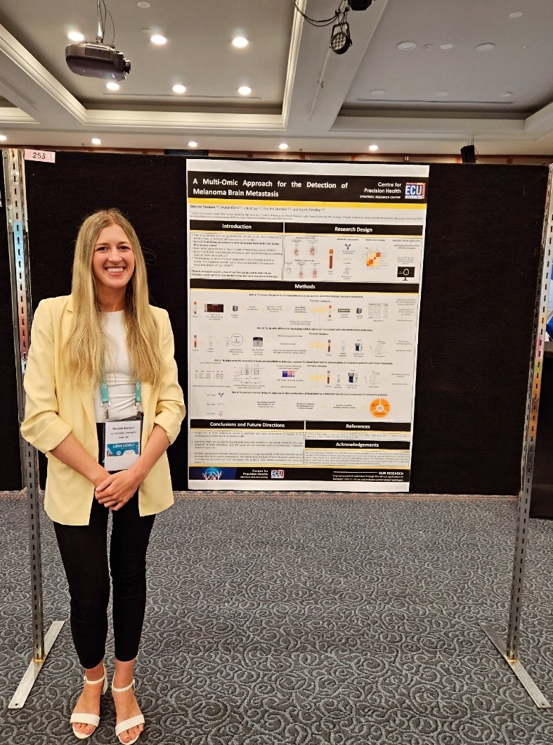 DesireeSexauer's tweet photo. Today I got to present my PhD research project on melanoma brain mets detection at the 36th #LorneCancer conference!🧠Thank you to @LorneCancer for awarding me a student travel bursary to make this opportunity possible☺️ABeasley,@ZaenkerPauline @ElinSGrayPhD @HelenRizos @CPH_ECU https://t.co/RvpYcrNr76