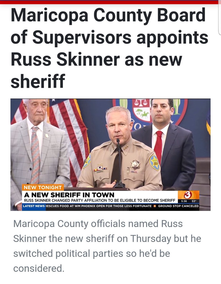 🚨AZ News: There's a new Sheriff in Maricopa County.

🚨CONGRATULATIONS to RUSS SKINNER!! May God continue to watch over you and your Sheriff's Department and Officers. 🙏<a href="/mcsoaz/">Maricopa County Sheriff's Office</a> 

Read: ⬇️
Russ Skinner appointed as new Maricopa County sheriff
azfamily.com/2024/02/08/liv…