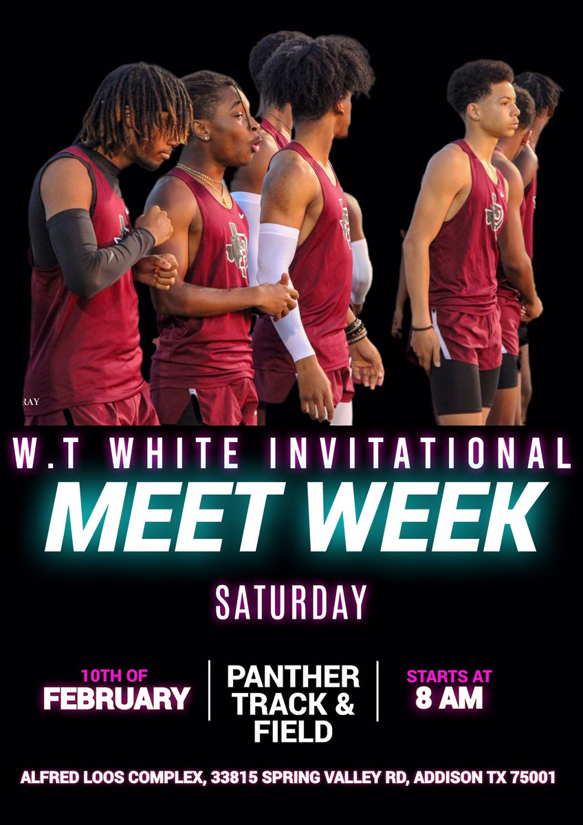Tomorrow, Feb. 10th, our Season opener will be at the W.T White Invitational. Field starts at 8a, followed by the 3200 at 8:30. #ClimbTheHill #PantherTrackandField