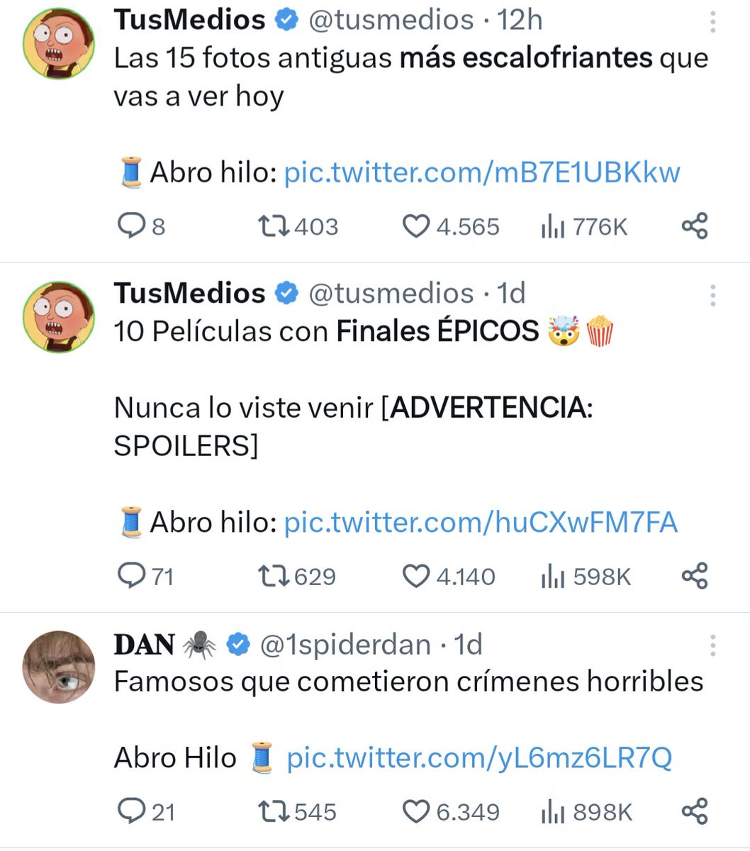 jorgecab's tweet photo. Mi TL mostrando que lo que antes se contaba en un blog, luego se contó en Facebook y ahora se cuenta en Twitter. Listas de curiosidades buscando interacciones y likes. https://t.co/JivCx6e0Zo