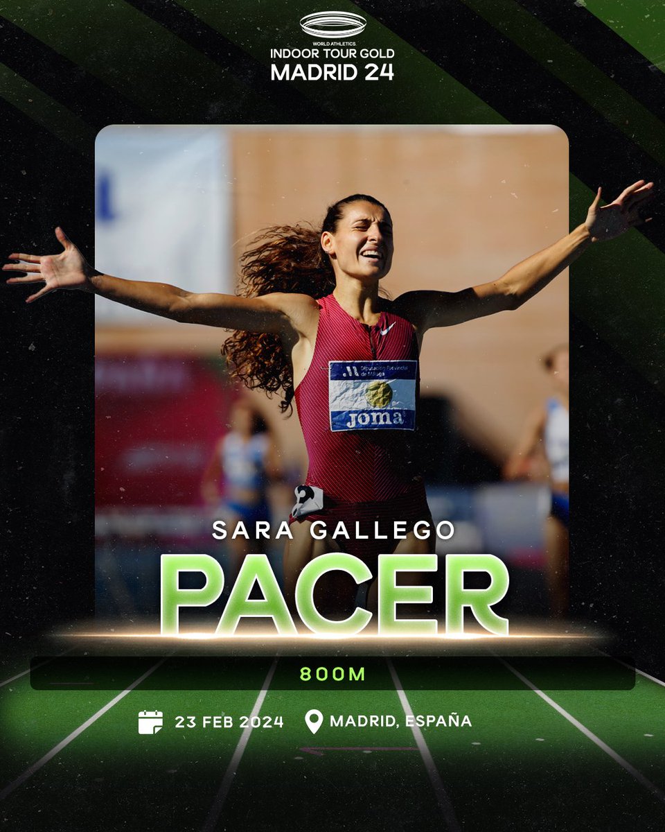 La estábamos esperando 🫶 🔙 @SaraGallego4v volverá a las pistas el 23 de febrero en el #MeetingMadrid ¡Como liebre del 800m! 🎟️ bit.ly/3NslXGE Nadie más fiable que la plusmarquista 🇪🇸 de 400m vallas para marcar los tiempos en una carrera a menos de 2 minutos ⏱️