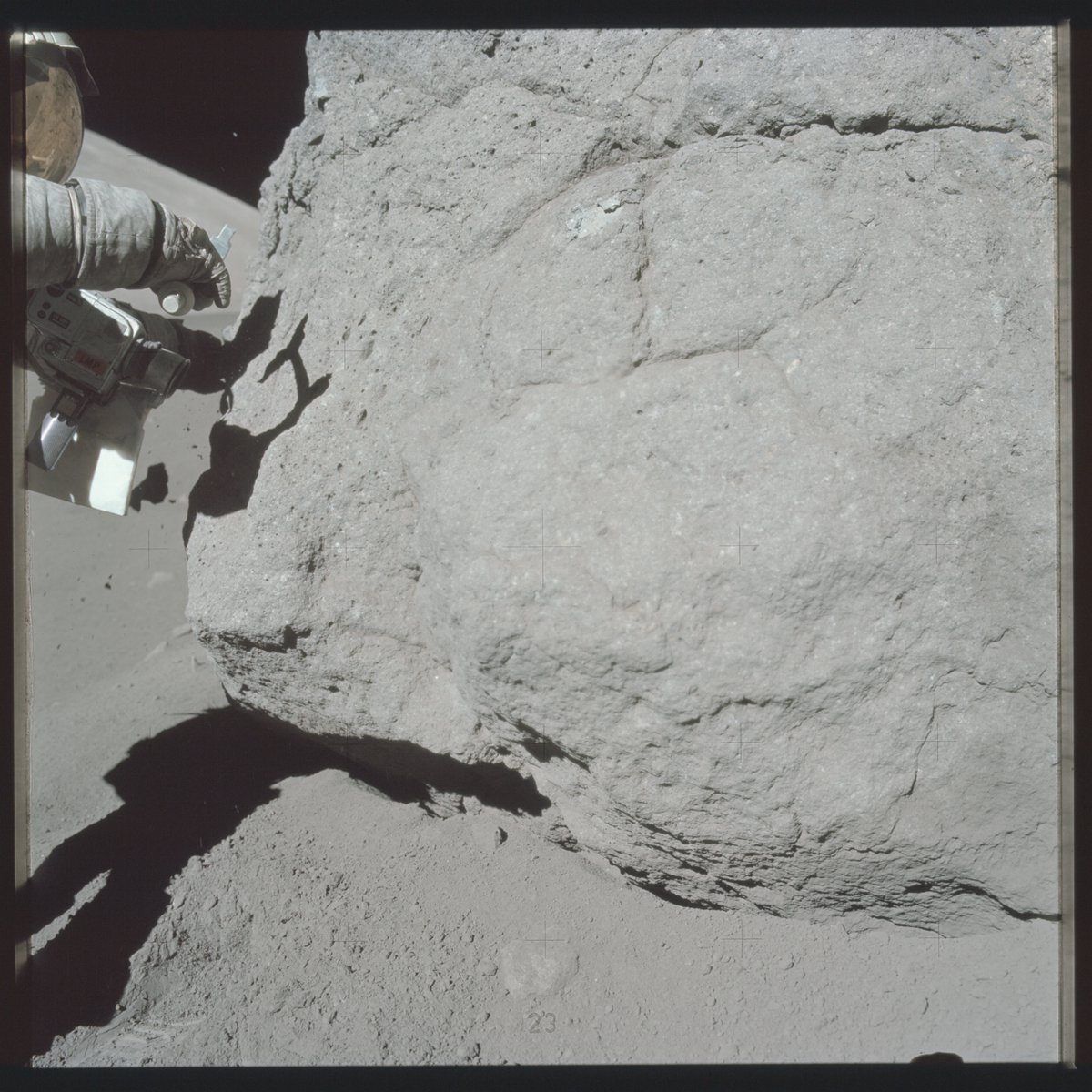 Apollo17gallery's tweet photo. View of Sample (SPL) 7135 taken during EVA 3, Station 7 https://t.co/ueUw0vTZrX