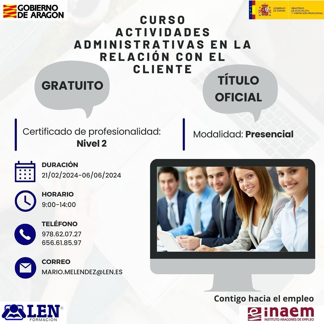 lenformacion's tweet photo. Oportunidad! Titilación oficial en el área Administrativa. Acceso para personas con estudios de ESO o superiores. Mándanos tus datos al  WP al 656 61 85 97 o email a len@len.es o llámanos al 978620727
Certificado de Profesionalidad: #Teruel #formacionteruel #administracion #INAEM https://t.co/YJJc7yiNJu