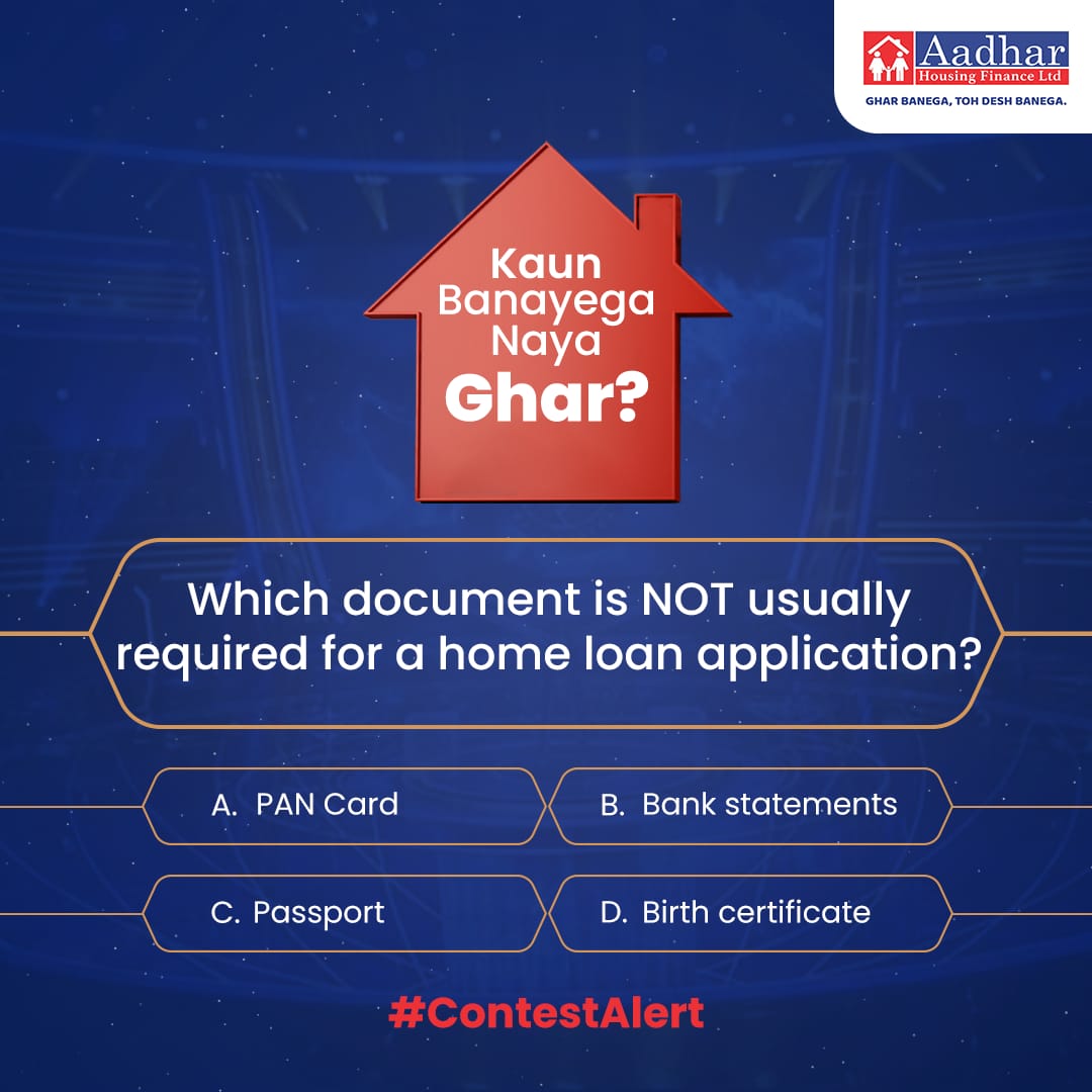 #ContestAlert Paperwork is an essential part of the loan process. Can you name one document that usually isn’t required for the Home Loan process? Check out this thread to know more! #AadharHousingFinance #AadharHousing #Contest #HomeLoans #ParticipateNow #HousingFinance