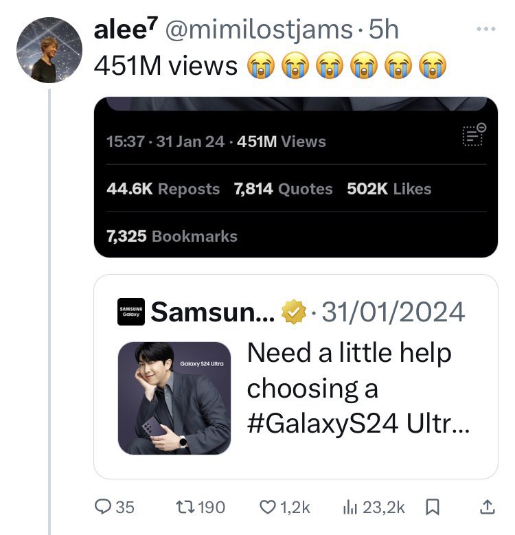 sevensotd's tweet photo. after consuming disney+ content last month, armys are now hyping samsung ads to hype bts members, i thought we were all canceling zionists which includes brands like samsung? or is it just valid when searching even a random dancer’s life to try canceling jungkook’s projects? https://t.co/MNlYU0OSy6