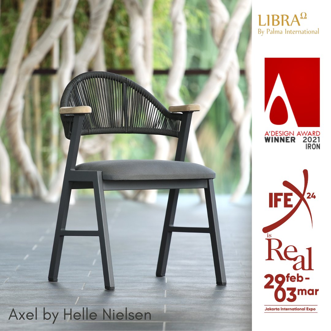 IFEX_Indonesia's tweet photo. ✨ Product Highlight by LIBRA by Palma International (Booth C-003, Hall C)

Axel Chair: Axel was designed by Helle Nielsen from Denmark.  This piece of furniture design has been highlighted as an example of outstanding chair design from Indonesia. https://t.co/rG5DIvtVkt