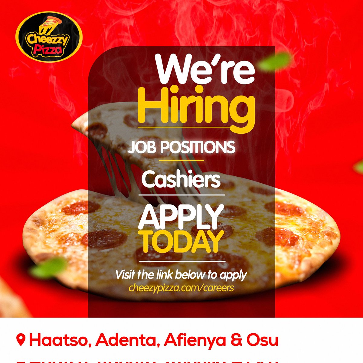 We have immediate openings for cashiers Visit the link in our bio or click the link below to submit your application cheezzypizza.com/careers