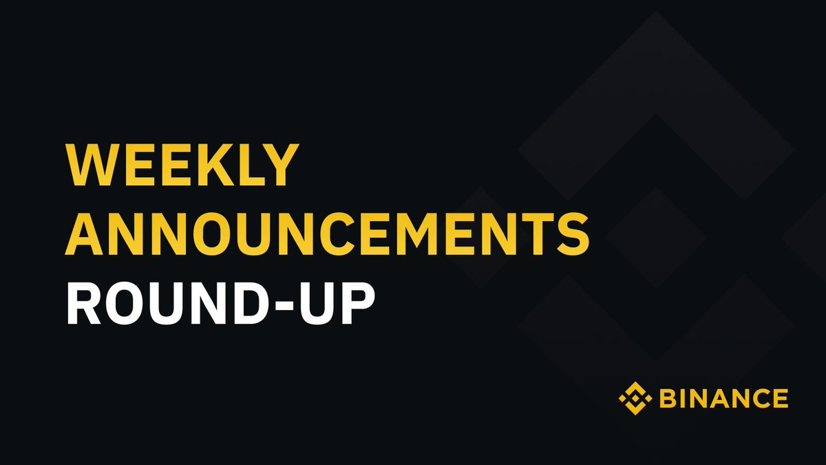 binance's tweet photo. Time for this week’s #Binance announcements.

Thread on all the latest 🧵 https://t.co/ZLfuA9CZpH