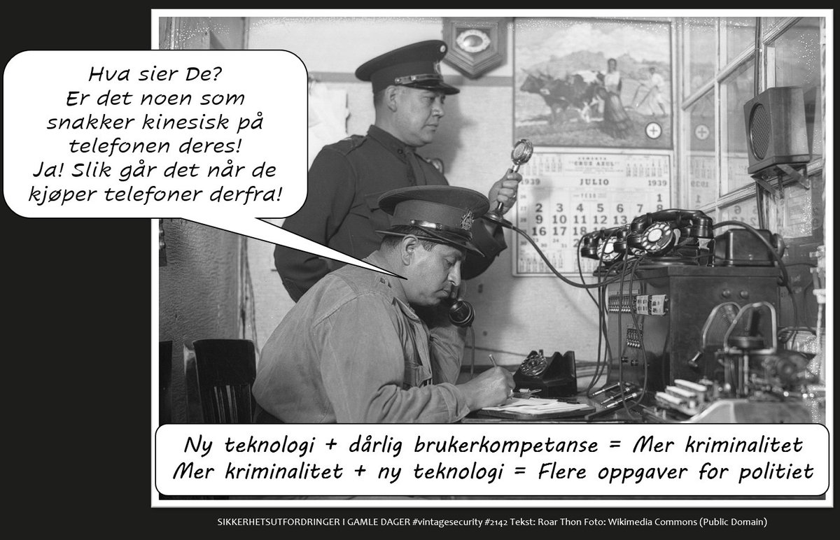 Ny teknologi vil alltid bli misbrukt. det skjer uavhengig av hvor den kommer fra! Slik var det også i gamle dager!

#vintagesecurity #inforsec #sikkerhet #humor #ironi
