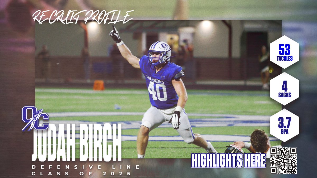 OCFearTheSpear's tweet photo. Judah Birch (6'0 220lb. C/O 2025) was a PLAYMAKER on the defensive line all season! He is Check out his highlights here! #SpearEm #RecruitSpotlight #CollegeBoundAthlete https://t.co/5tYuKrzki8