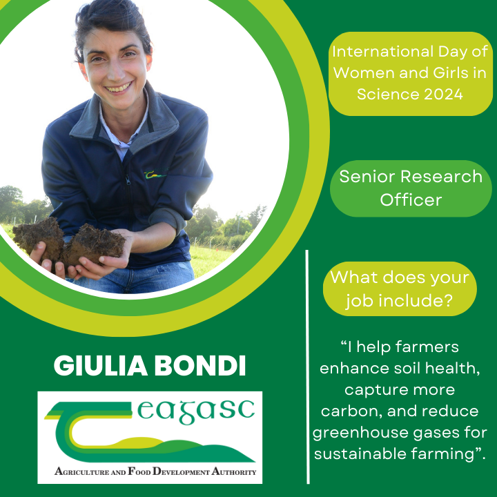 Join Teagasc in celebrating the International Day of Women and Girls in Science on #February11. Giulia Bondi is a Senior Research Officer at Johnstown Castle Research Centre. Find out more bit.ly/3HOXmZ2 #WomenInScience #Teagasc @UN_Women