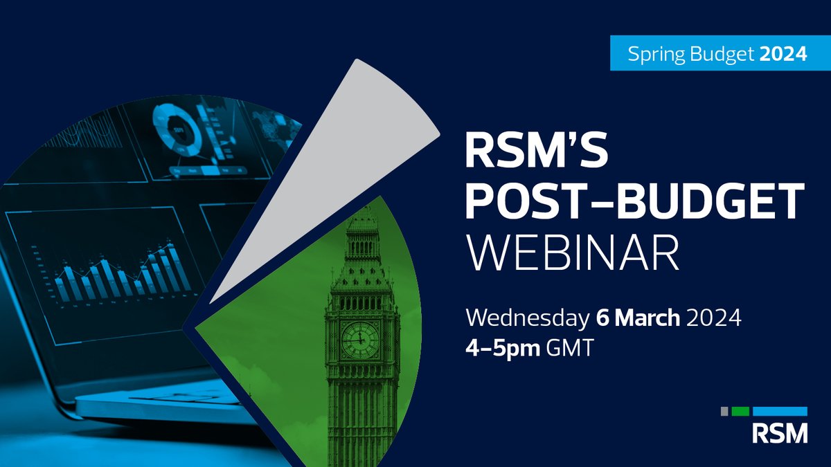 Join RSM’s tax experts for live reactions and key takeaways from the Spring Budget at 4pm on 6 March. Register your place here: news.rsmuk.com/#/event/descri… #SpringBudget2024 #TaxInsight