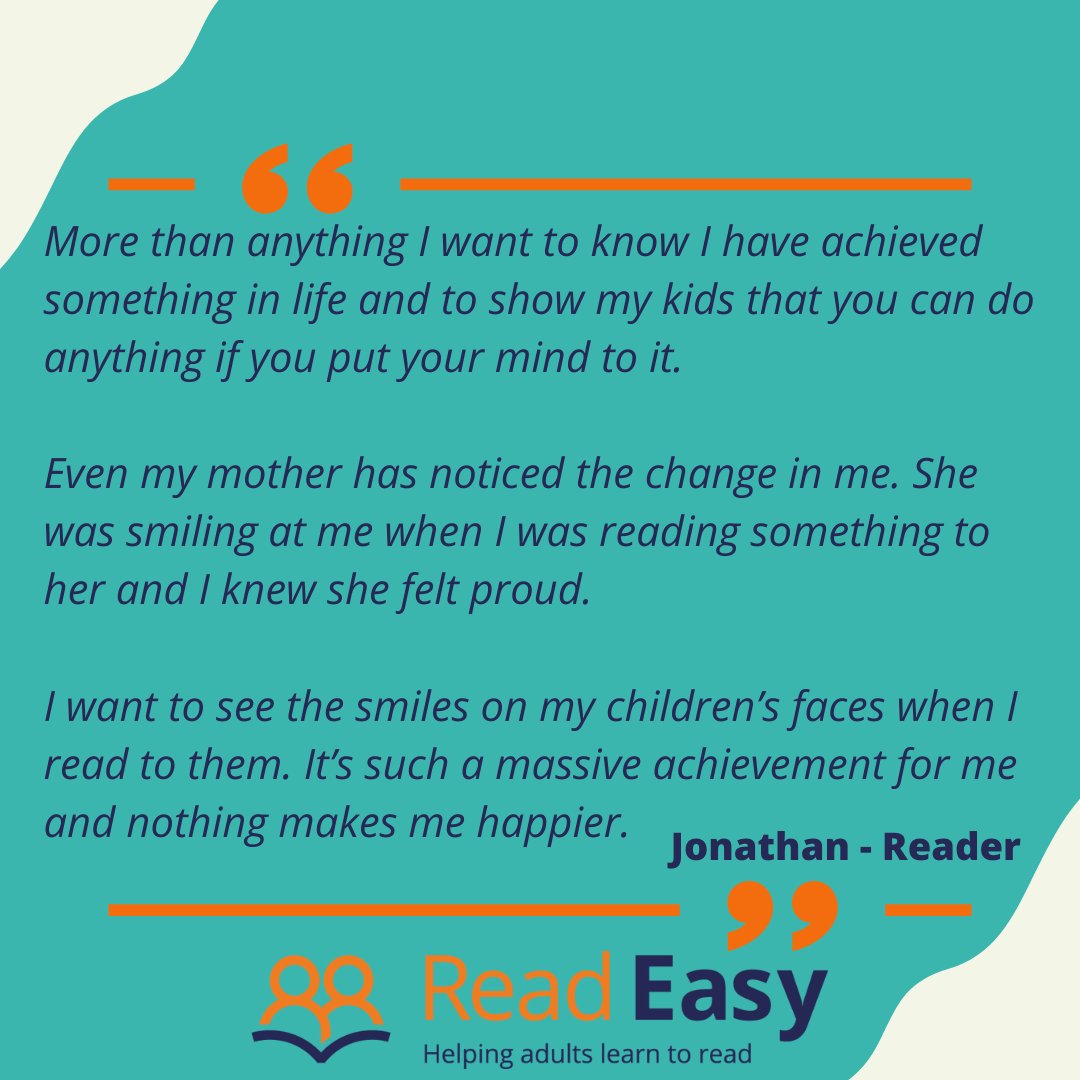 Johnathan left school at 15 without any qualifications or the skills to know where to find a job. He says, 'My confidence was rock bottom and I didn’t think I was capable of anything'. Read more of Jonathan's inspiring story: readeasy.org.uk/success-storie… #LearnToRead #FeelGoodFriday