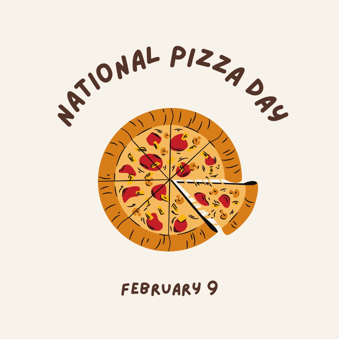 🍕🎉 Happy National Pizza Day! 🍕🎉

Time to share the love for pizza! 😋🍕 Tell us your favorite pizza topping and tag a friend who's always up for a pizza party! 🍕❤️ Let's celebrate this cheesy goodness together! 🥳🍕 #NationalPizzaDay #PizzaLovers