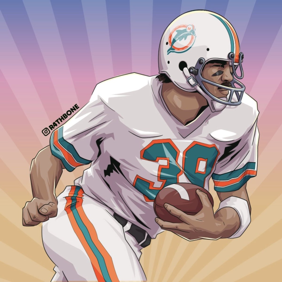 I really enjoyed drawing some @MiamiDolphins legends as part of a recent project for @TackleCancer… ✍️