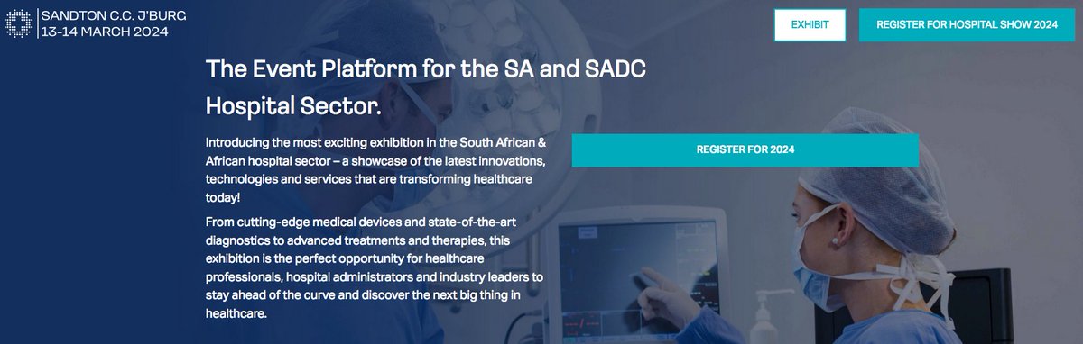 COHSASA's tweet photo. From 13 – 14 March you can attend the pinnacle of Healthcare events! Register today to attend the Hospital Show 2024 at the Sandton Convention Centre, Johannesburg.

Find out more here: https://t.co/vkSUl0zWFN

#SAPHEX #southafrica #march2024 #pharma #pharmamanufacturing https://t.co/Z4e8FJx8zm