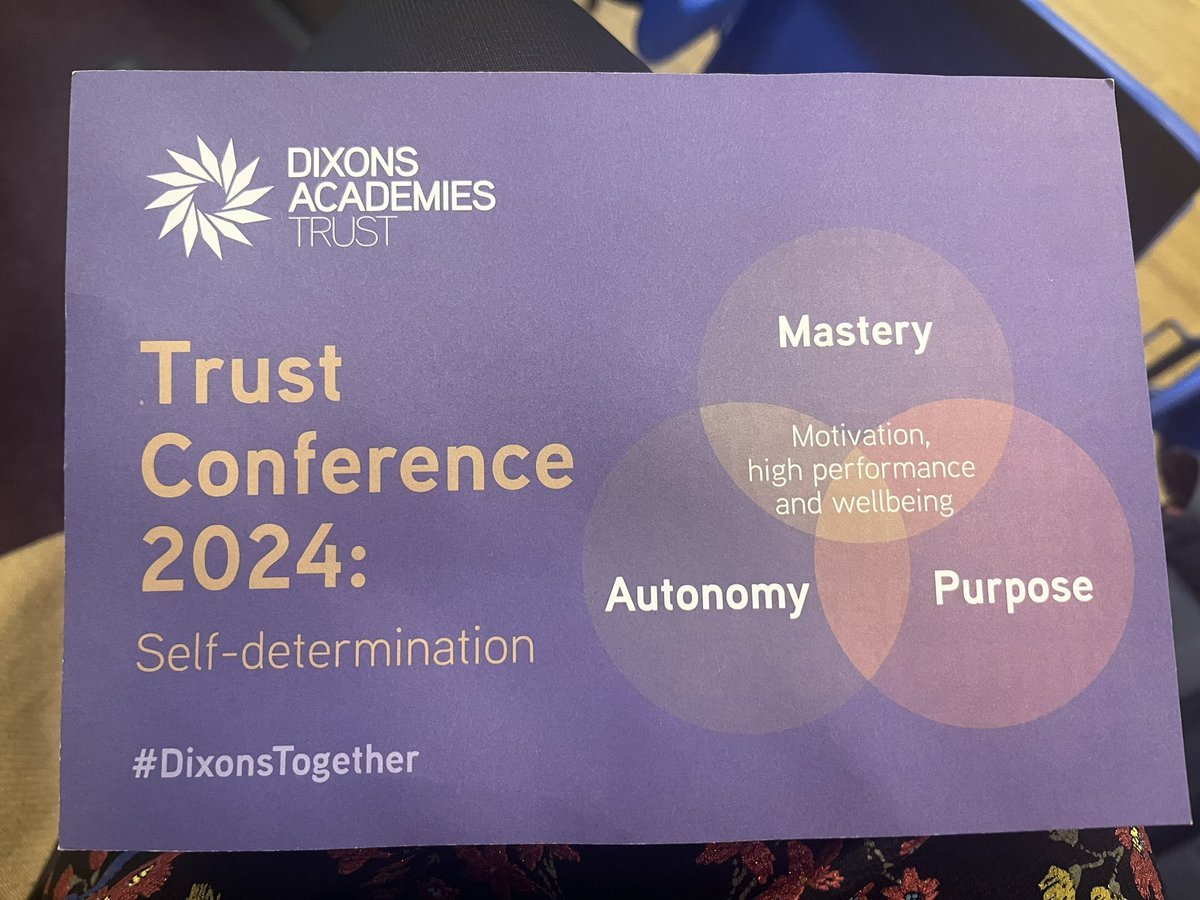Great to be spending the day reflecting on self determination at our trust conference @DixonsAcademies #DixonsTogether #TeamDixons