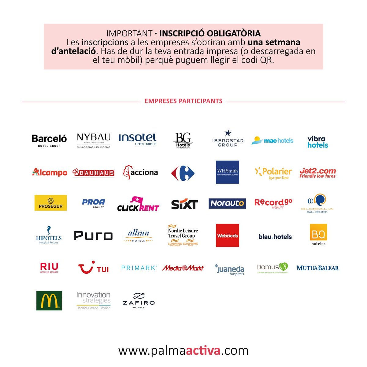 palmajove's tweet photo. Prepara tu CV para el mes del empleo de @PalmaActiva

📅 Del 12 de febrero al 18 de marzo
📍 Jornadas de selección en PalmaActiva
❓ Encuentros con responsables de recursos humanos de 38 empresas que buscan personal
🧑🏽‍💻 Inscripción previa obligatoria
▶️ https://t.co/w4ZHdgzaHE ◀️ https://t.co/JgrY9usPFR
